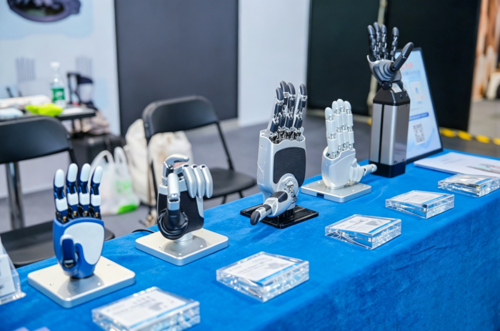 A high-tech dexterous robotic hand close-up